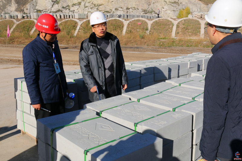 圖2、王增賢總工程師（左二）高度評(píng)價(jià)預(yù)制塊成品.JPG